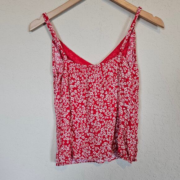 Madewell V-Neck Cami Tank Floral Red Ditzy Women's Size 2 Summer Casual Vacation - Picture 3 of 9